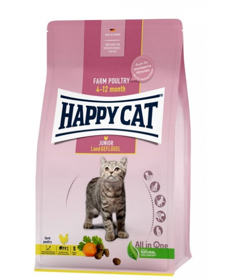 Happy Cat Young Junior Farm Poultry за подрастващи котки до 12 месеца. 10кг