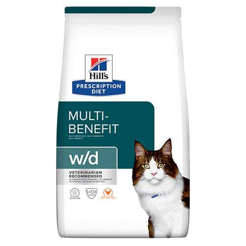 HILLS PD FELINE W/D подпомага липидната обмяна при хиперлипидемия и регулира приема на глюкоза