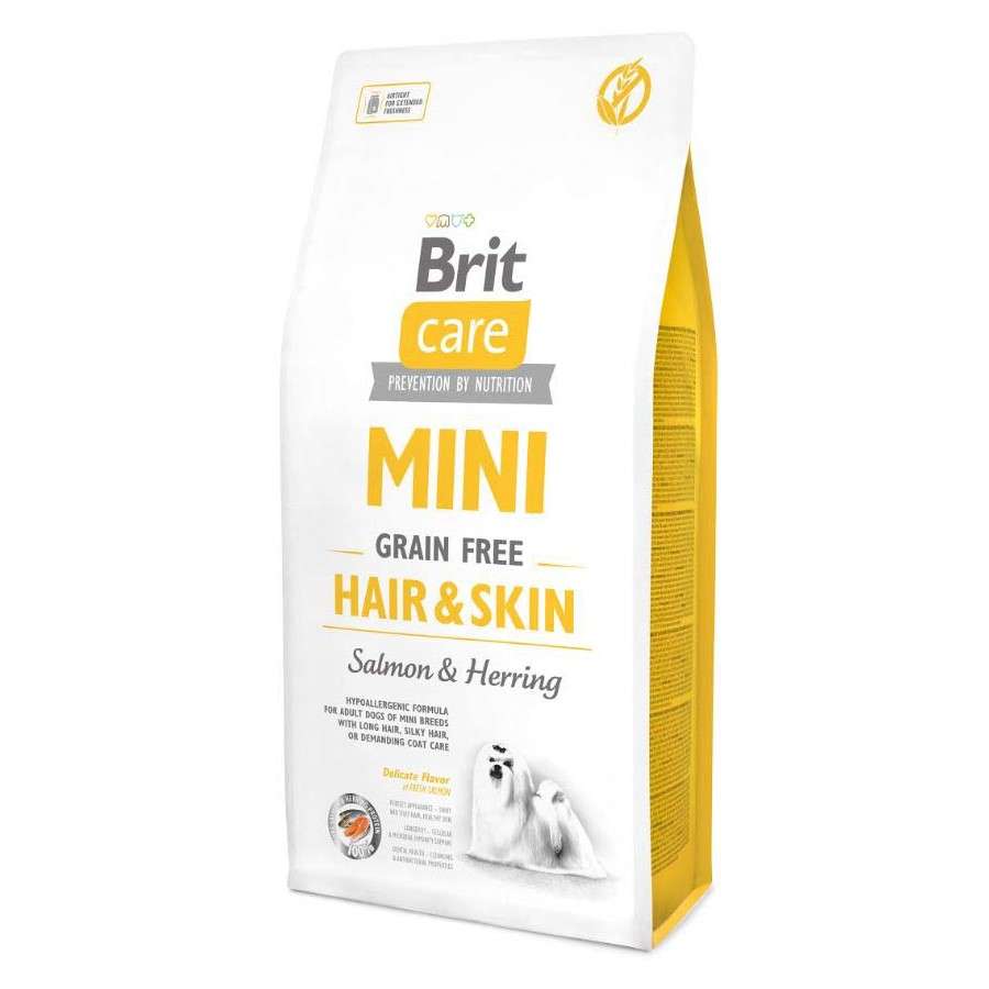 BRIT CARE MINI Hair & Skin Храна за кучета от дребни породи, със сьомга и херинга без зърнени култури