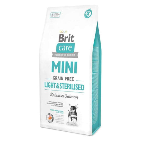 BRIT CARE MINI Light & Sterilized храна за кастрирани кучета от дребни породи със заек и сьомга без зърнени култури