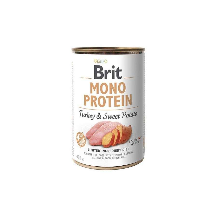 BRIT Mono Protein Храна за кучета с пуешко месо и сладък картоф 400гр