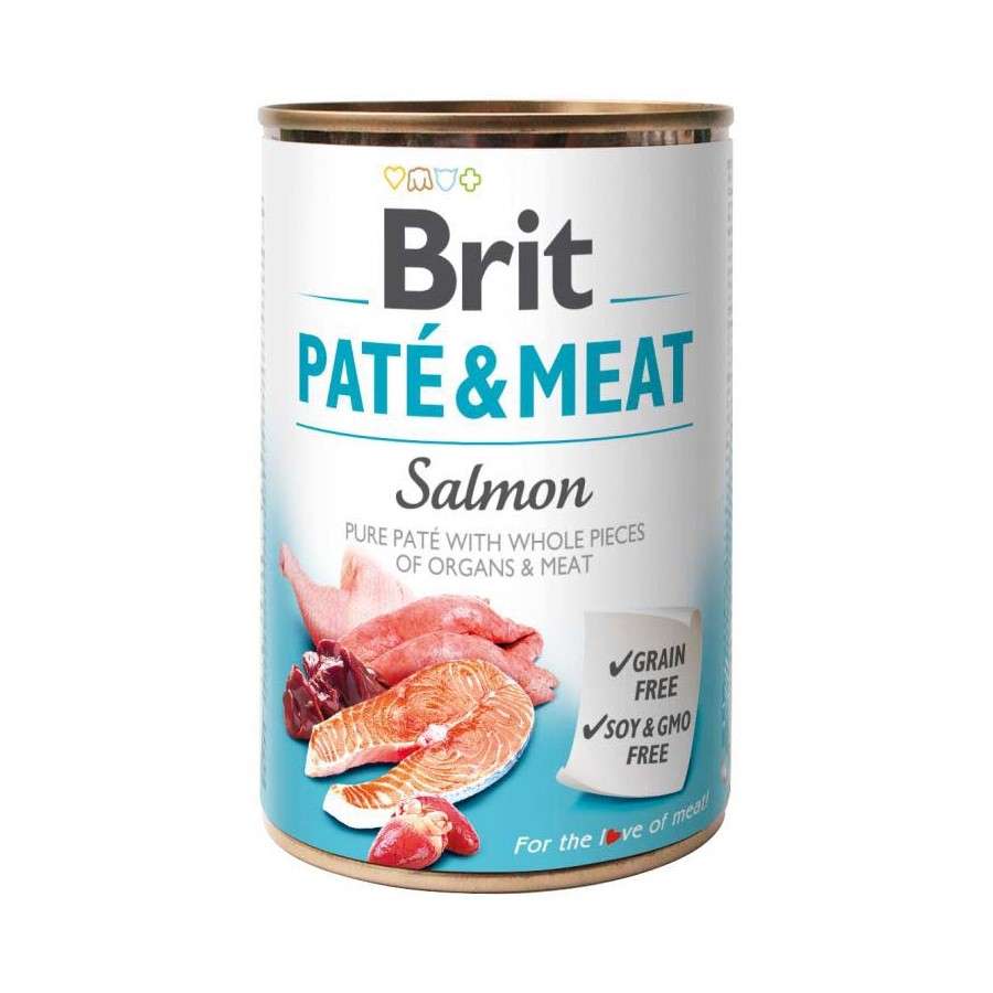 BRIT PATE & MEAT Консерва пастет за кучета с парчета месо и сьомга 400гр