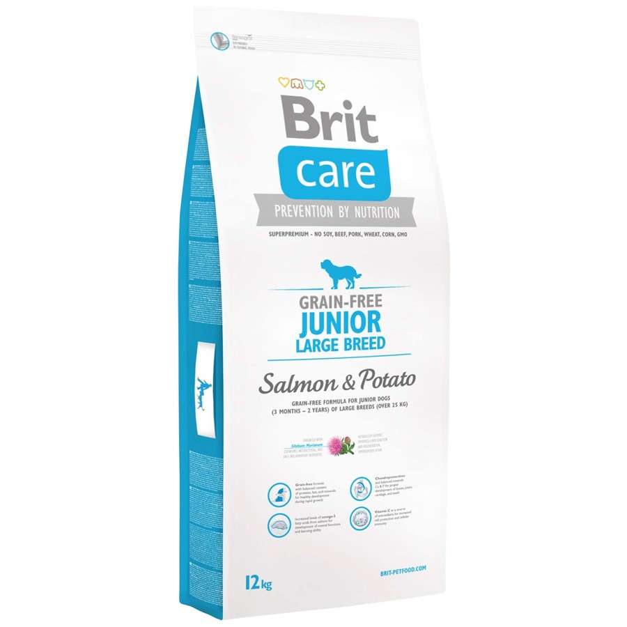 BRIT CARE Grain - free JUNIOR Large Breed храна за подрастващи кучета от едри породи със сьомга и картоф