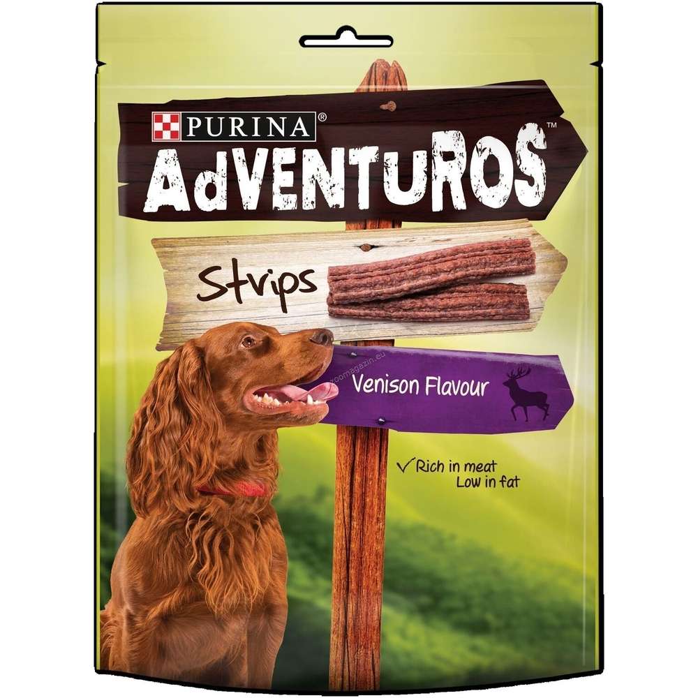 ADVENTUROS VENISON STRIPS - ЛАКОМСТВО ЗА КУЧЕТА, С ЕЛЕНСКО, 90гр.