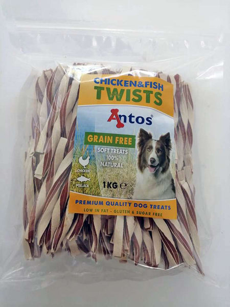 ANTOS CHICKEN LIGHT TWISTES - ЛЕНТИ С ПИЛЕ И РИБА 1КГ.