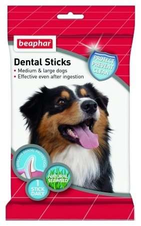 BEAPHAR DENTAL STICKS MEDIUM&MAXI - ДЕНТАЛНО ЛАКОМСТВО СЪС СПИРУЛИНА И ЗЕЛЕН ЧАЙ ЗА КУЧЕТА ОТ ЕДРИ ПОРОДИ 7бр. 182гр.
