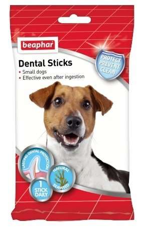 BEAPHAR DENTAL STICKS SMALL - ДЕНТАЛНО ЛАКОМСТВО СЪС СПИРУЛИНА И ЗЕЛЕН ЧАЙ ЗА КУЧЕТА ОТ ДРЕБНИ ПОРОДИ 7бр. 112гр.