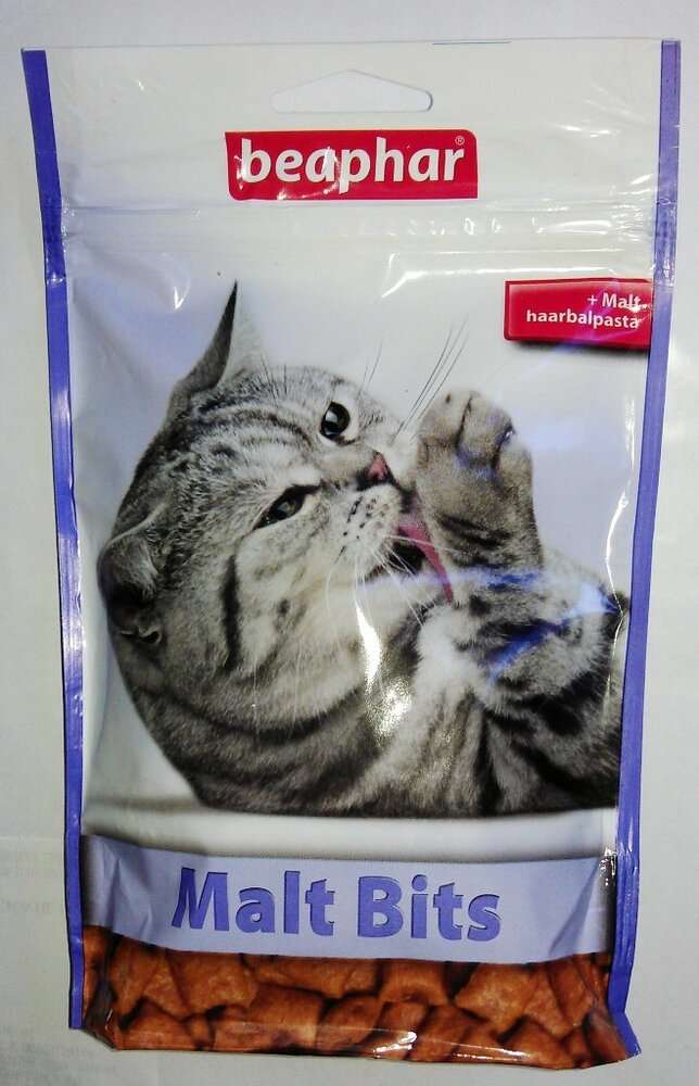 BEAPHAR MALT BITS - МАЛЦОВИ ХАПКИ ЗА КОТКИ, ПРОТИВ КОСМЕНИ ТОПКИ, 35гр.