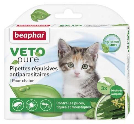 BEAPHAR VETO PURE SPOT ON KITTEN - ПРОТИВОПАРАЗИТНА ПИПЕТА ЗА ПОДРАСТВАЩИ КОТЕНЦА, 3бр.