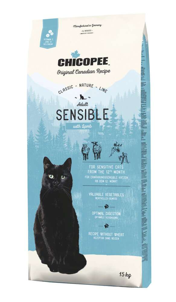 CHICOPEE CLASSIC NATURE LINE ADULT SENSIBLE - ЗА ЧУВСТВИТЕЛНИ КОТКИ В ЗРЯЛА ВЪЗРАСТ, С АГНЕШКО 1.5 кг.