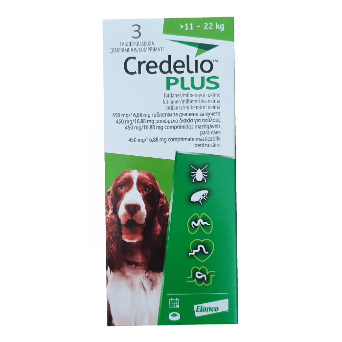 Credelio Plus таблетки за дъвчене за кучета от 11 до 22 кг