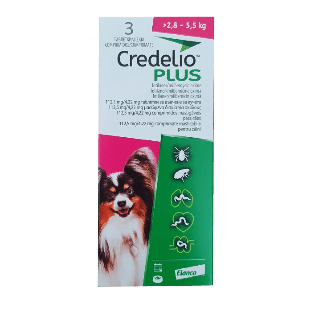 Credelio Plus таблетки за дъвчене за кучета от 2,8 до 5,5 кг