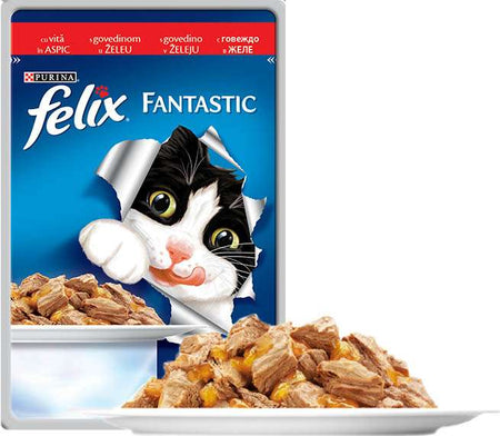 FELIX FANTASTIC ПАУЧ ГРИЛ В ЖЕЛЕ ГОВЕЖДО 26x85гр