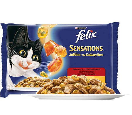 FELIX SENSATIONS С АРОМАТНО ЖЕЛЕ ГОВЕЖДО И ПИЛЕ МУЛТИОПАКОВКА 4 x 85 гр