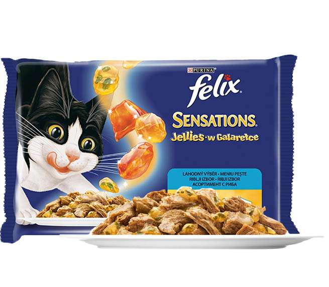 FELIX SENSATIONS С АРОМАТНО ЖЕЛЕ СЬОМГА И ПЪСТЪРВА МУЛТИОПАКОВКА 4 x 85 гр