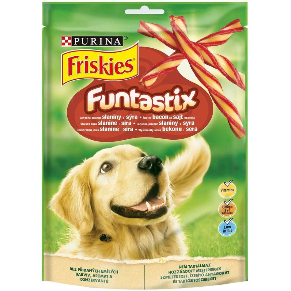 FRISKIES FUNTASTIX - ЛАКОМСТВО ЗА КУЧЕТА С БЕКОН И СИРЕНЕ 175гр.