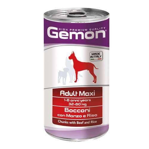 GEMON ADULT MAXI BEEF AND RICE – КОНСЕРВА ХАПКИ С ГОВЕЖДО И ОРИЗ 1.250кг.