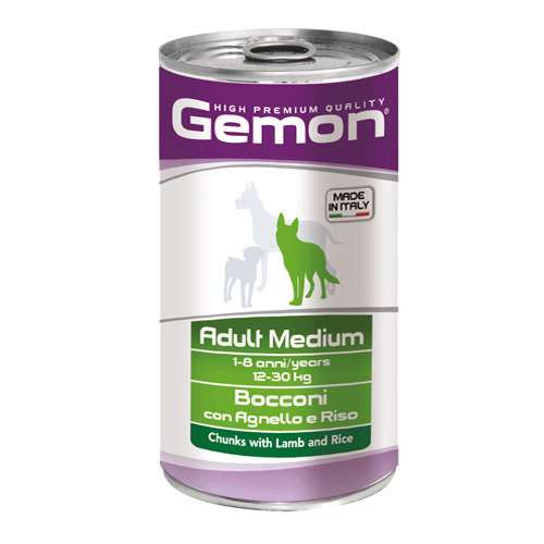 GEMON ADULT MEDIUM LAMB AND RICE – КОНСЕРВА ХАПКИ С АГНЕШКО И ОРИЗ 1.250кг.