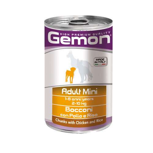 GEMON ADULT MINI CHICKEN AND RICE – КОНСЕРВА ХАПКИ С ПИЛЕ И ОРИЗ 415гр.