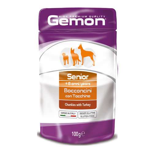 GEMON CHUNKIES SENIOR WITH TURKEY – ПАУЧ ХАПКИ С ПУЙКА ЗА КУЧЕТА НАД 8Г. 12x100гр.