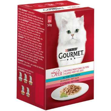 GOURMET MON PETIT СЪС СЬОМГА, РИБА ТОН И ПЪСТЪРВА 6х50гр.