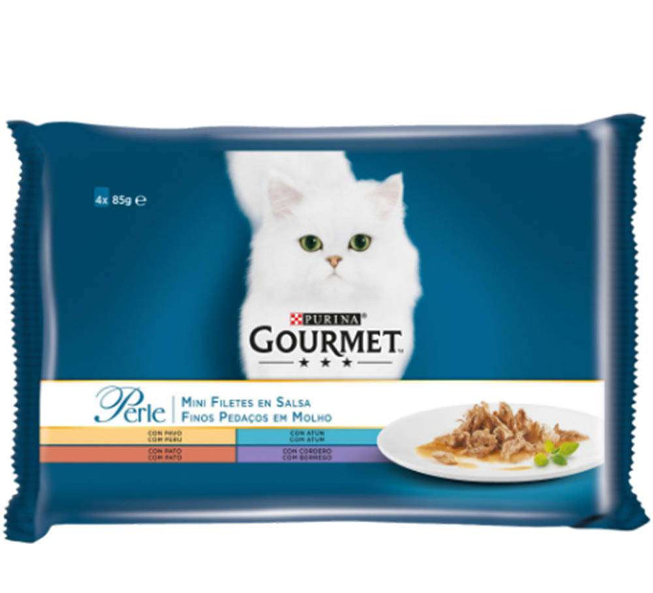 GOURMET PERLE 4 АСОРТИМЕНТА С АГНЕ, ПАТИЦА, РИБА ТОН И ПУЙКА 4 x 85 гр