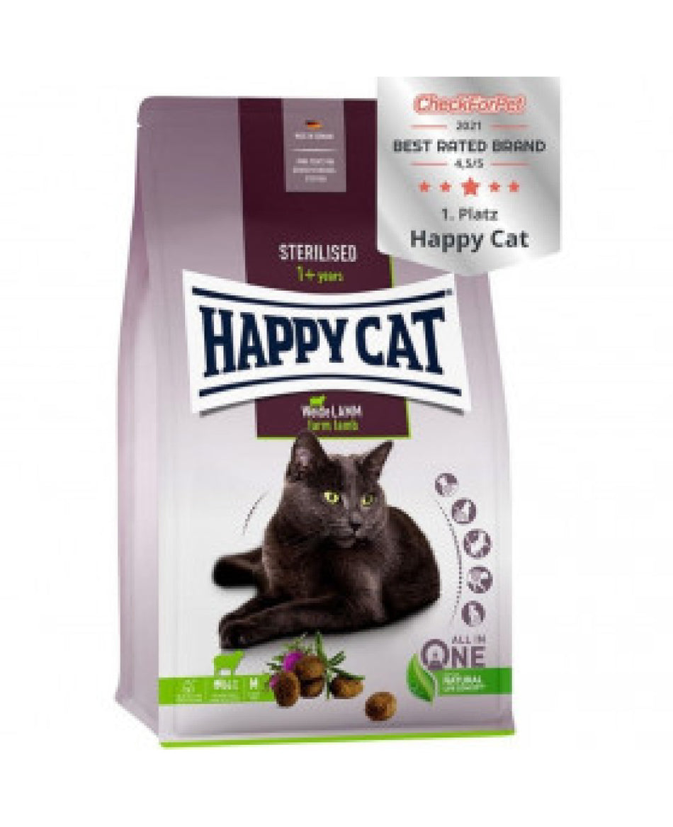 Happy Cat Sterilised Adult за кастрирани котки с агне 4kg