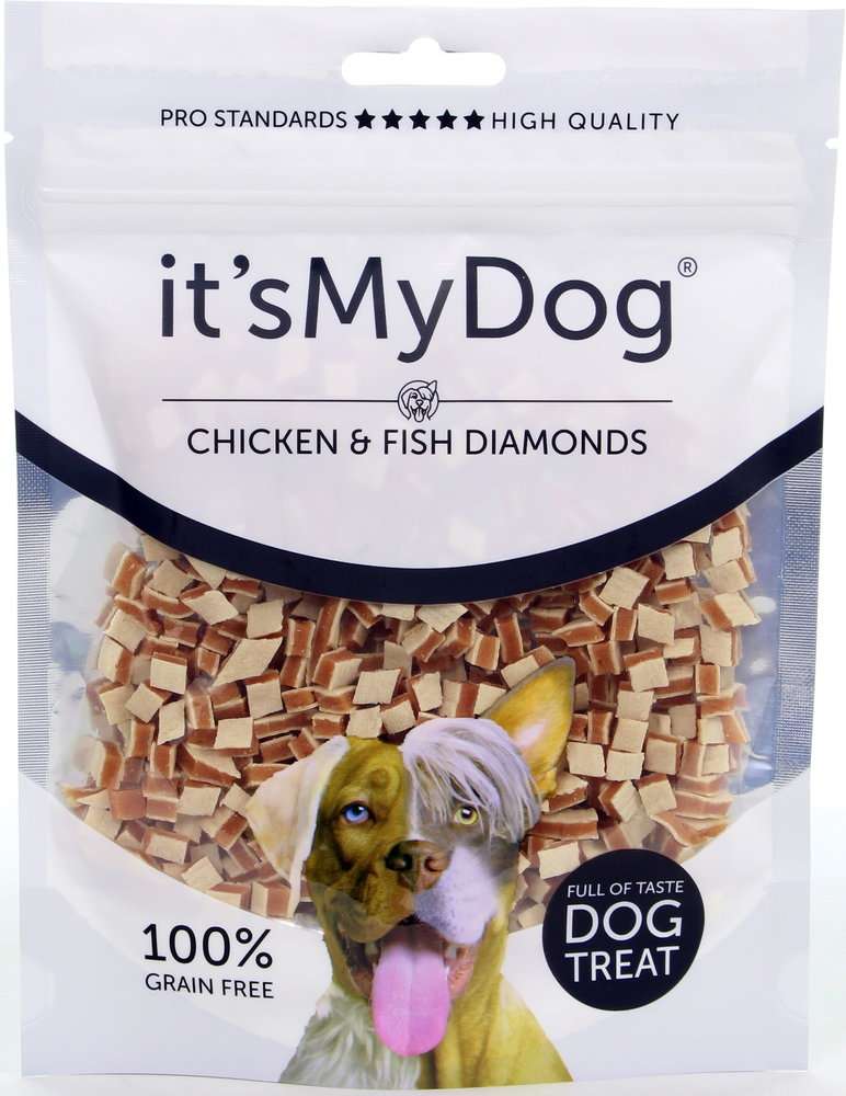 IT'S MY DOG DIAMONDS CHICKEN&FISH GRAIN FREE - ПИЛЕ И РИБА ДИАМАНТ, БЕЗ ЗЪРНО, 85гр.,