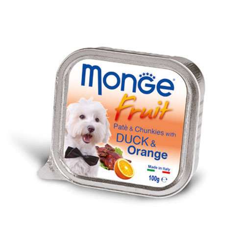 MONGE FRUIT PATÉ & CHUNKIES DUCK & ORANGE – ПАСТЕТ И ХАПКИ С ПАТИЦА И ПОРТОКАЛИ 100гр.
