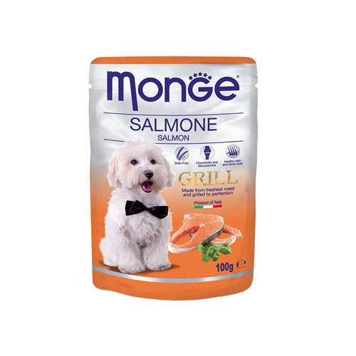 MONGE GRILL CHUNKIES SALMON – ПАУЧ ХАПКИ НА ГРИЛ СЪС СЬОМГА 100гр.