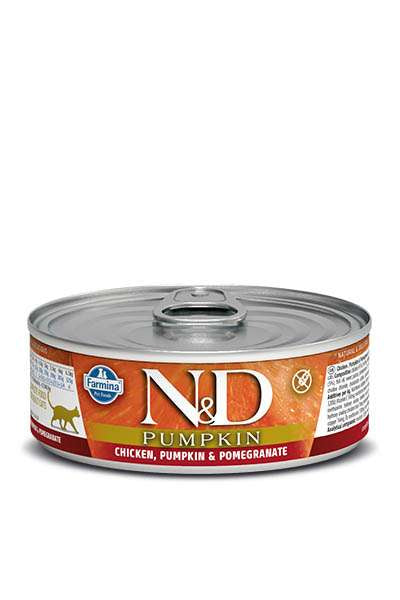 N&D CAT CHICKEN, PUMPKIN, POMEGRANATE - КОНСЕРВА С ПИЛЕ, ТИКВА И НАР 80гр.