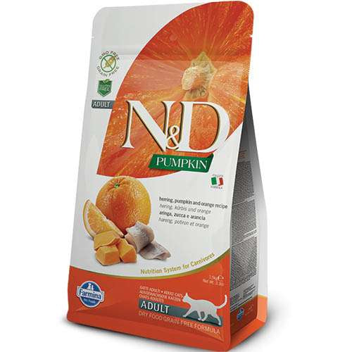 N&D CAT HERRING, PUMPKIN, ORANGE - С ХЕРИНГА, ТИКВА И ПОРТОКАЛ