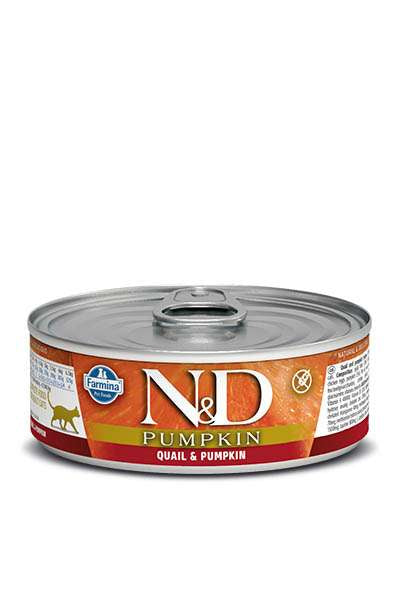 N&D CAT QUAIL, PUMPKIN - КОНСЕРВА С ПЪДПЪДЪК И ТИКВА 80гр.