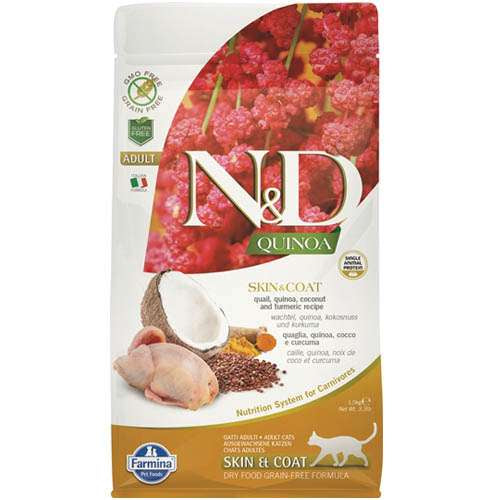 N&D CAT SKIN&COAT QUINOA, QUAIL, COCONUT - С ПЪДПЪДЪК, КИНОА И КОКОС