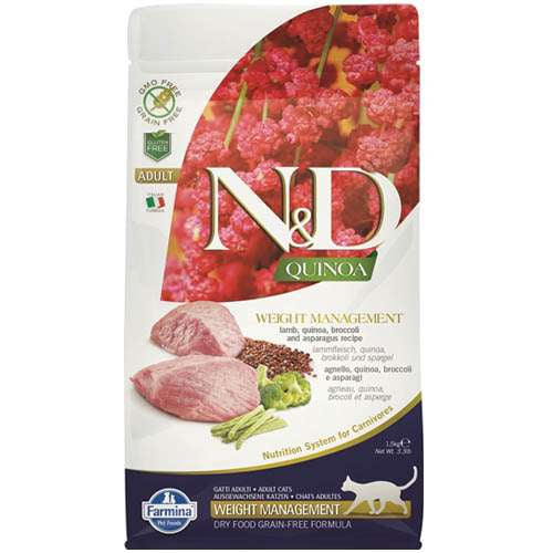 N&D CAT WEIGHT MANAGEMENT QUINOA, LAMB - С АГНЕШКО И КИНОА
