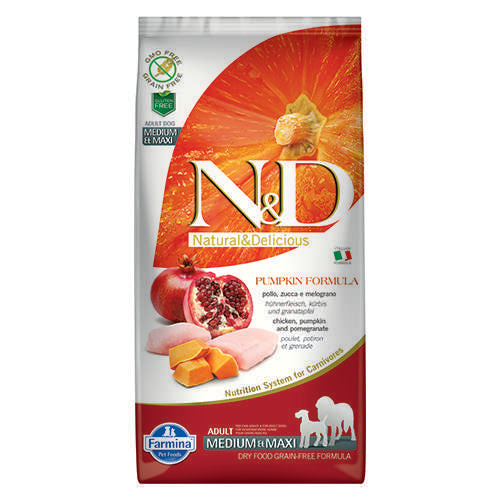 N&D MEDIUM & MAXI ADULT CHICKEN, PUMPKIN, POMEGRANATE - С ПИЛЕ, ТИКВА И НАР 2.5 кг.