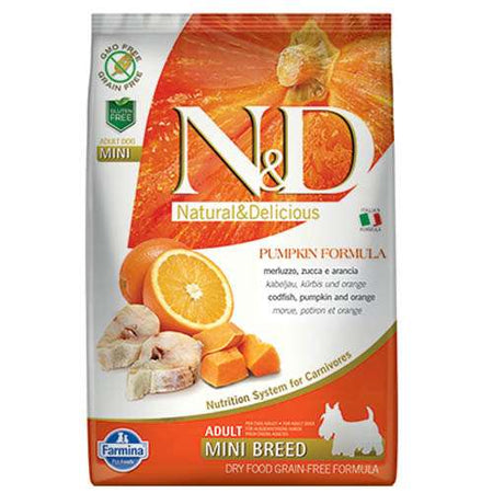 N&D MINI ADULT COD FISH, PUMPKIN, ORANGE - С РИБА ТРЕСКА, ТИКВА И ПОРТОКАЛ 0.800 гр.