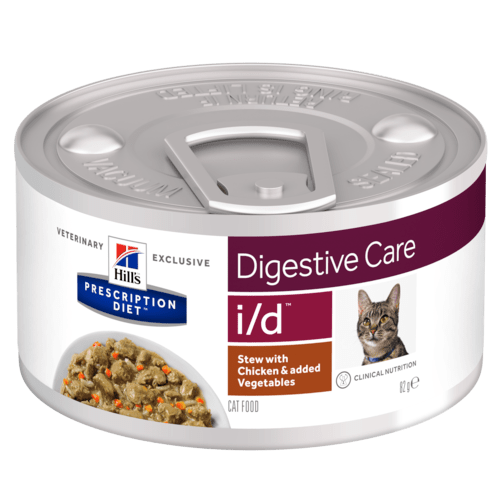HILLS PD FELINE STEW I/D ЗАДУШЕНО МЕСО СЪС ЗЕЛЕНЧУЦИ 82гр - при храносмилателни разстройства и възстановяване