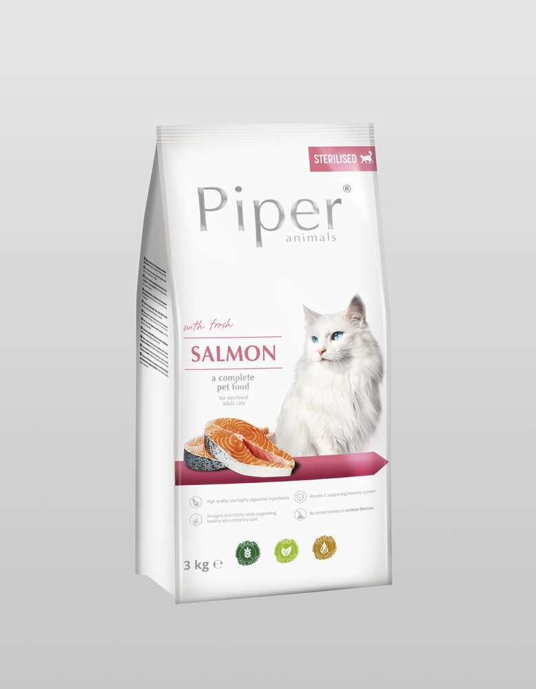 PIPER CAT SALMON - СУХА ХРАНА ЗА КОТКИ В ЗРЯЛА ВЪЗРАСТ, СЪС СЬОМГА, 3КГ.