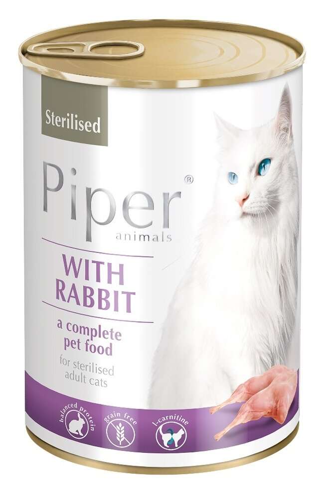 PIPER CAT STERILIZED - КОНСЕРВА ЗА КАСТРИРАНИ КОТКИ, СЪС ЗАЕШКО, 400гр.
