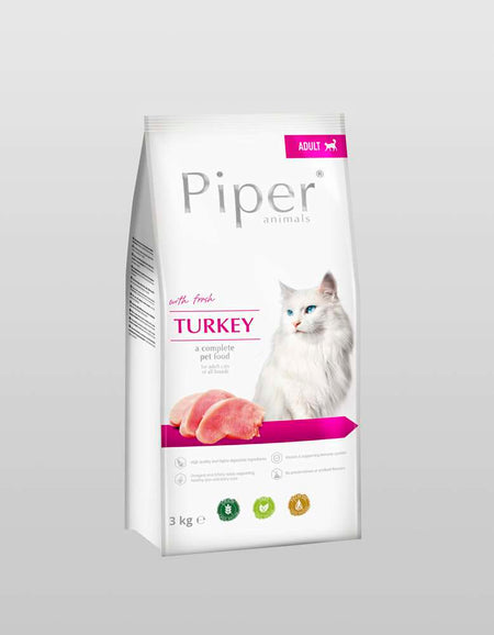 PIPER CAT TURKEY - СУХА ХРАНА ЗА КОТКИ В ЗРЯЛА ВЪЗРАСТ, С ПУЙКА, 3КГ.