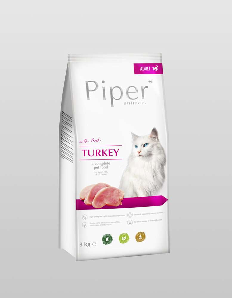 PIPER CAT TURKEY - СУХА ХРАНА ЗА КОТКИ В ЗРЯЛА ВЪЗРАСТ, С ПУЙКА, 3КГ.