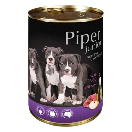 PIPER JUNIOR PREMIUM - КОНСЕРВА ЗА ПОДРАСТВАЩИ КУЧЕНЦА, С ТЕЛЕШКО И ЯБЪЛКИ 400 гр