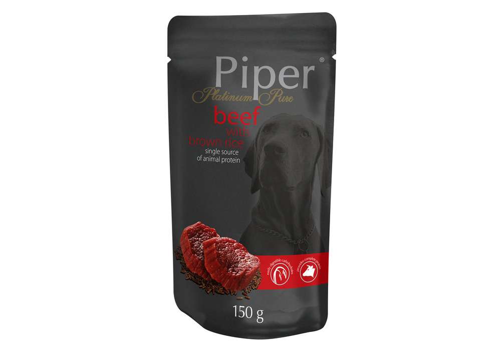 PIPER PLATINUM CARE - ПАУЧ ЗА ЧУВСТВИТЕЛНИ КУЧЕТА, С ТЕЛЕШКО И КАФЯВ ОРИЗ, 10х150 гр