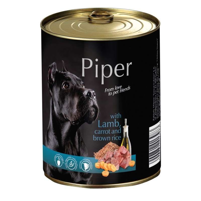 PIPER PREMIUM ADULT - КОНСЕРВА ЗА КУЧЕТА С АГНЕШКО, МОРКОВИ И КАФЯВ ОРИЗ 800 гр