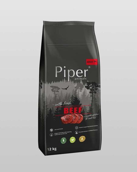 PIPER SUPER PREMIUM BEEF - СУХА ХРАНА ЗА КУЧЕТА ОТ ВСИЧКИ ПОРОДИ, С ГОВЕЖДО, 12кг