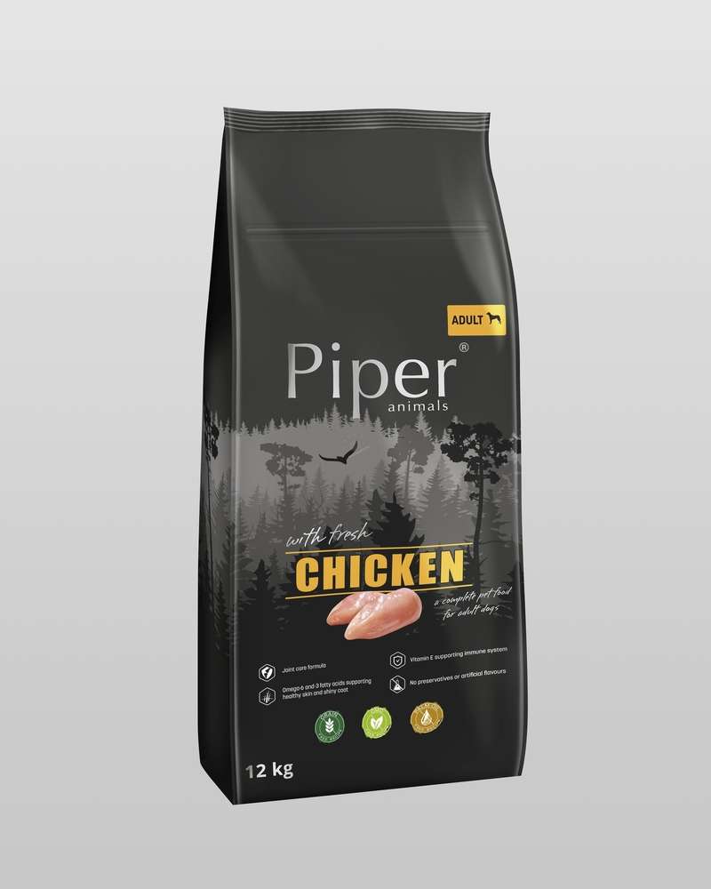 PIPER SUPER PREMIUM CHICKEN - СУХА ХРАНА ЗА КУЧЕТА ОТ ВСИЧКИ ПОРОДИ, С ПИЛЕ, 12 кг