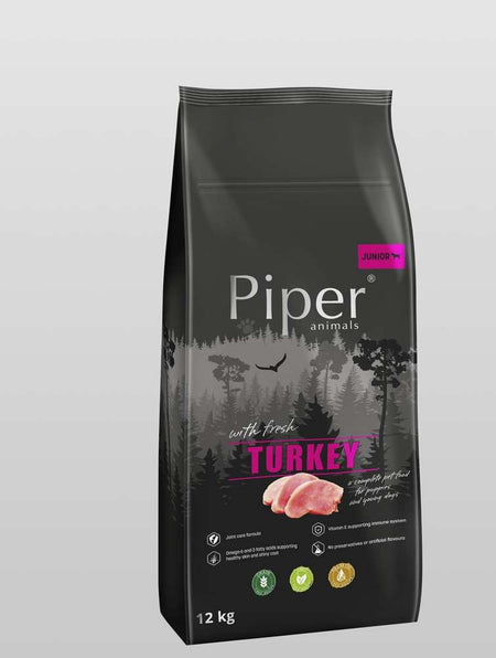 PIPER SUPER PREMIUM JUNIOR TURKEY - СУХА ХРАНА ЗА ПОДРАСТВАЩИ КУЧЕНЦА ОТ ВСИЧКИ ПОРОДИ, 12 кг