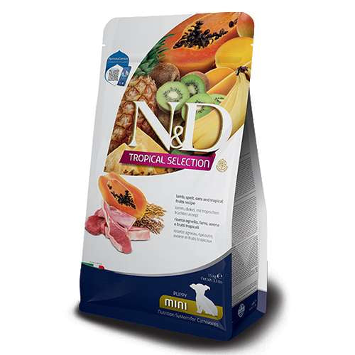 N&D TROPICAL PUPPY MINI LAMB & TROPICAL FRUITS - С АГНЕШКО, СПЕЛТА И ТРОПИЧЕСКИ ПЛОДОВЕ