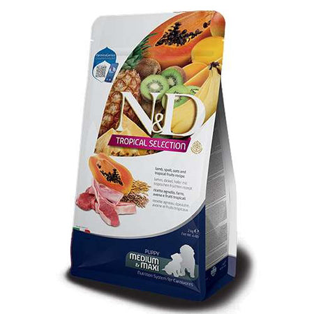 N&D Tropical Puppy Medium & Maxi Lamb and Tropical fruits – с агнешко, спелта и тропически плодове